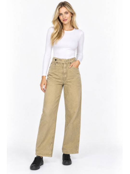 Women's Fabric Trousers in Regular Fit Beige WS-CP105-27TR-Beige