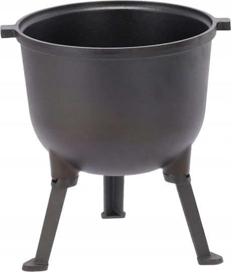 Cast Iron Hunting Pot Lid Legs Outdoor Cooking 8 Liters 32x47 Cm Black