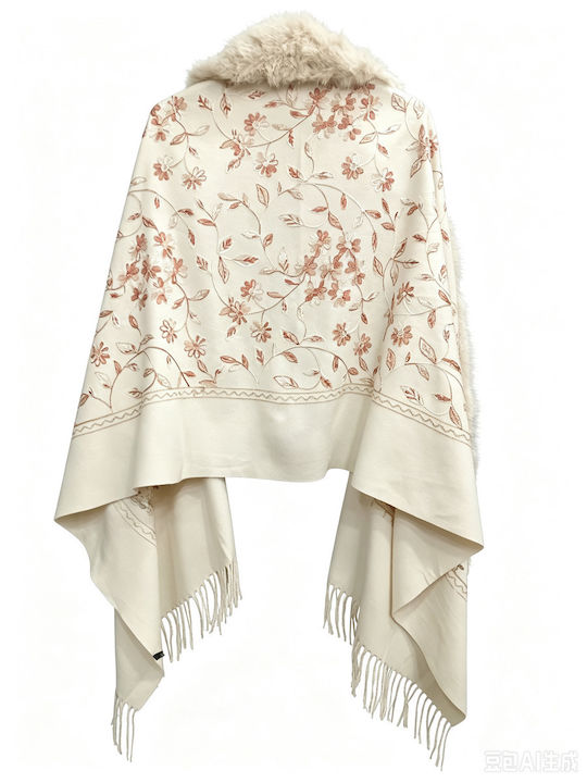 Women's Furry Beige Scarf