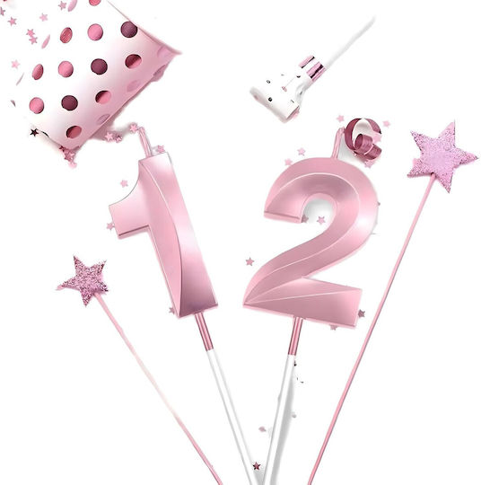 Number 2 Candle Flippy Diamond Model 5 X 3.4 Cm Pink
