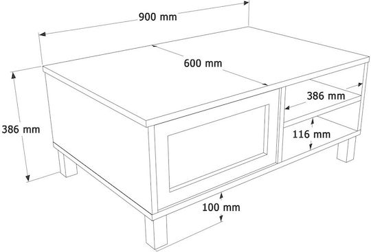 Dune Masă Din Lemn Natural De Fag 90x38.6x60cm