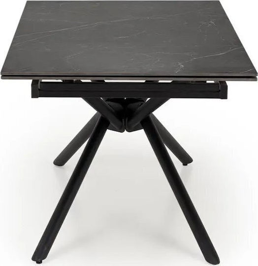 Vitorino Esstisch Ausziehbar Mit Marmoroberfläche Schwarz 160(+60)×90×75cm