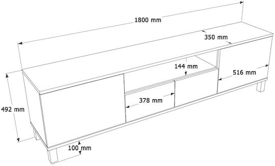 Έπιπλο Τηλεόρασης Mood Μπεζ Μ180xΠ50xΥ35cm