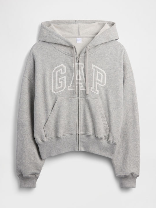 Lange Sweatshirt für Damen French Terry mit Kapuze Grau