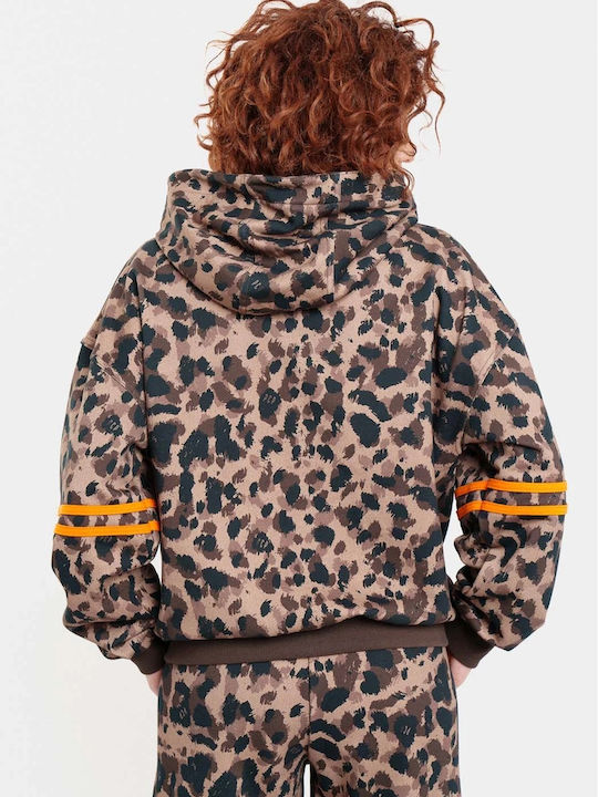 Women's Hooded Sweatshirt Cardigan Brown