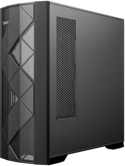 Spacer Infinity Gaming Midi-Turm Computergehäuse mit Seitenfenster Schwarz