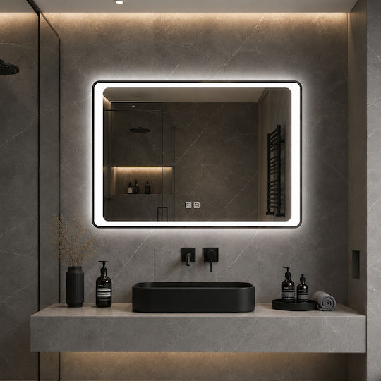 Futura F-4020 Ορθογώνιος Led Αφής 100x70cm Λευκός Futura F-4020 Ορθογώνιος Led Αφής 100x70cm Λευκός