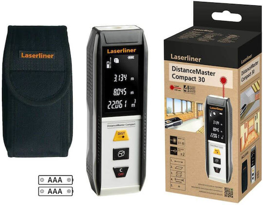 Laserliner Laser Distance Meter DistanceMaster Compact 30 with Measuring Range 0.1m-30m