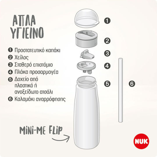 Nuk Образователно Биберон Металик Розов за 12m+ 500ml