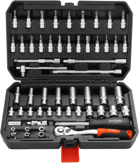 Kraft & Dele Cheie cu Clichet cu Tubulare 1\4" & 3\8" 56 Bucăți