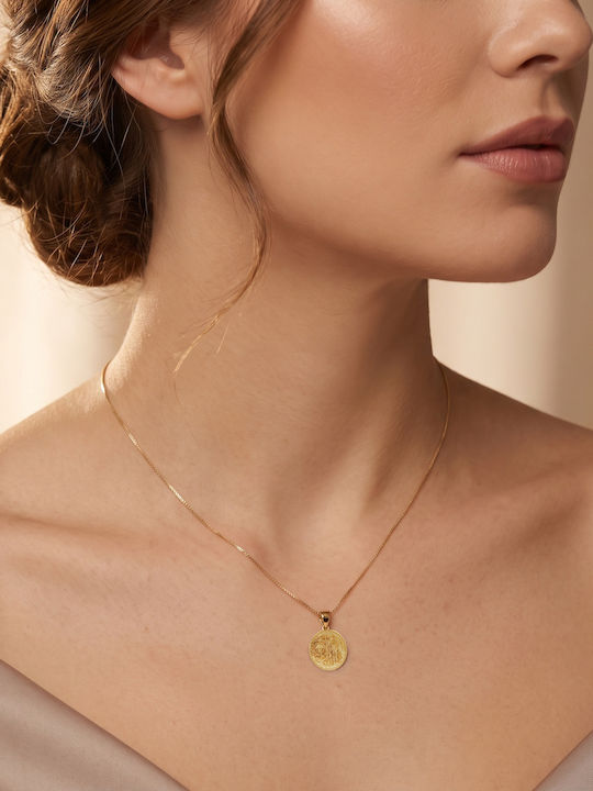Kiriakos Gofas Kinder Amulette Kinderschutz Anhänger mit Kette Konstantin-Münze aus Gold 9K KN620