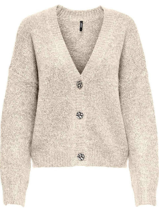 Nur Gestrickte Beigefarbene Strickjacke