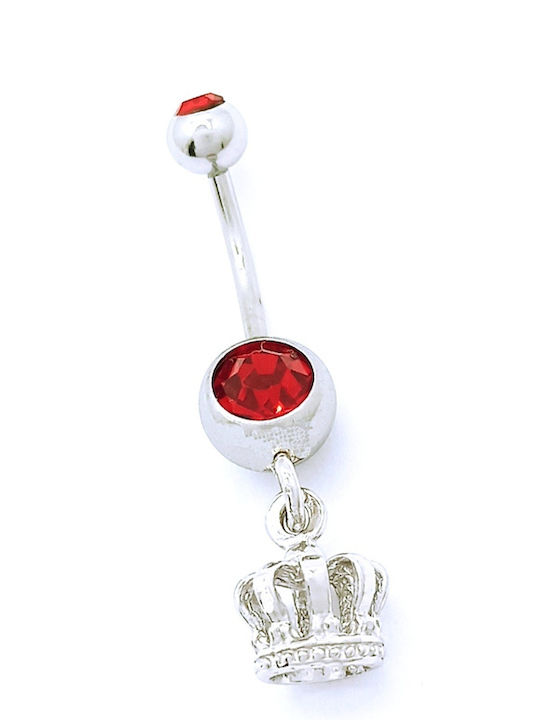 PS Silver Ohrring Bauchnabel aus Stahl Silber Rot