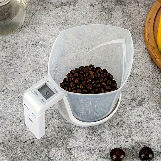 Cântar de Bucătărie Digital cu Cană Gradată până la 5kg Alb