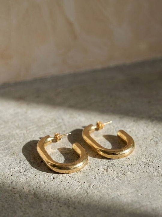Chunky Link Gold Plated Steel Earrings Golden Classic