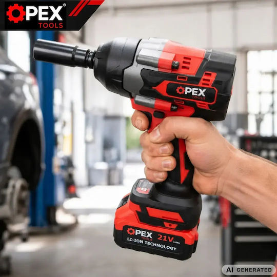 Opex Tools OPX28038 Bürstenloser Schlagschrauber Batterien 21V 2x3Ah mit Bitgröße 1/2"