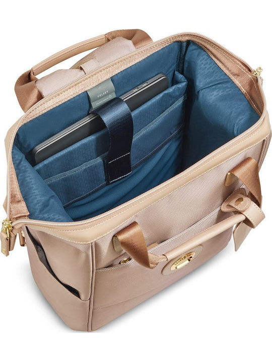 Delsey Backpack Laptop Bag in Beige Colour