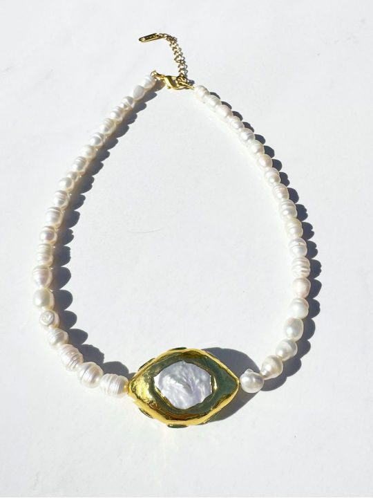 Kaleido Necklace with Green Pearls
