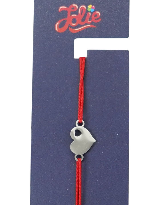 Martisor Stainless Steel Bracelet Children Jolie Textile Stainless Steel Red Cord Heart Pattern Silver Martisor Stainless Steel Bracelet Children Jolie Textile Stainless Steel Red Cord Heart Pattern Silver