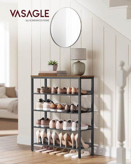 Metal Open Shoe Rack Brown W75 x D30 x H93 cm