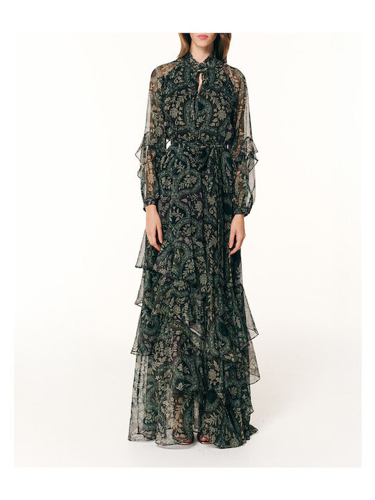 Sommer Maxi Hemdkleid mit Rüschen Grün