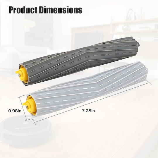 Set 2 Perii Principale Extrăgătoare cu Role din Cauciuc Compatibile cu iRobot Roomba Seriile 800 900 805 850 860 870 880 890 960 980 985 Perii Antirotative Fără Peri Sistem Antiblocare a Părului Rezistente la Uzură