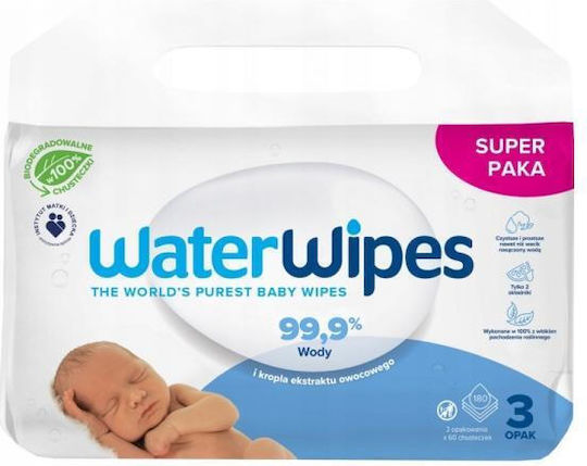 Hypoallergenic Baby Wipes 99.9% Water Alcohol-Free & Parabens Free 3x60pcs