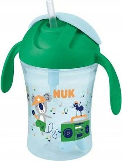 Nuk Children’s Cup with Handles and Straw Motion Cup Made of Turquoise Plastic 230ml for 8m+