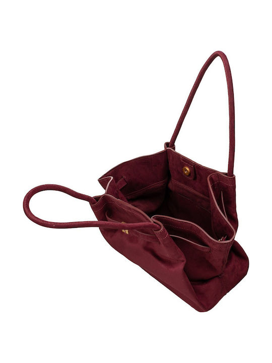 Γυναικεία Tote Τσάντα Suede Μπορντό