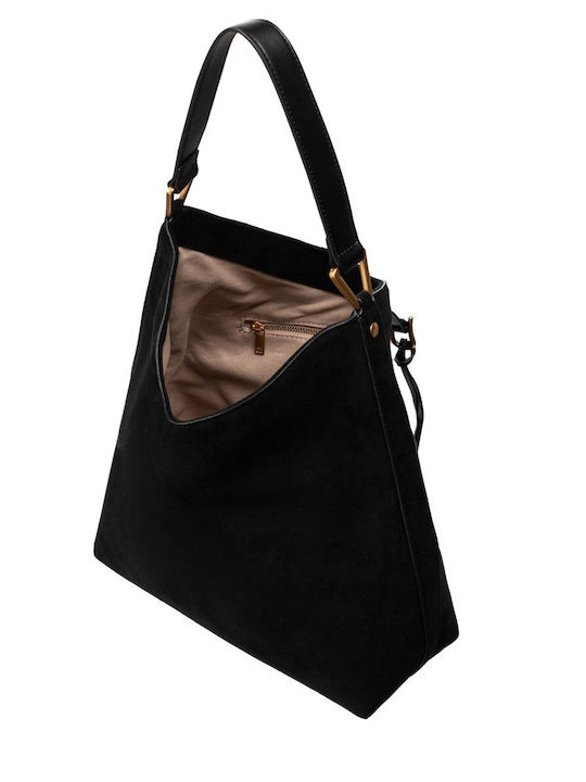 Damentasche Schulter Handtasche Wildleder Schwarze 8T026-1-Schwarz