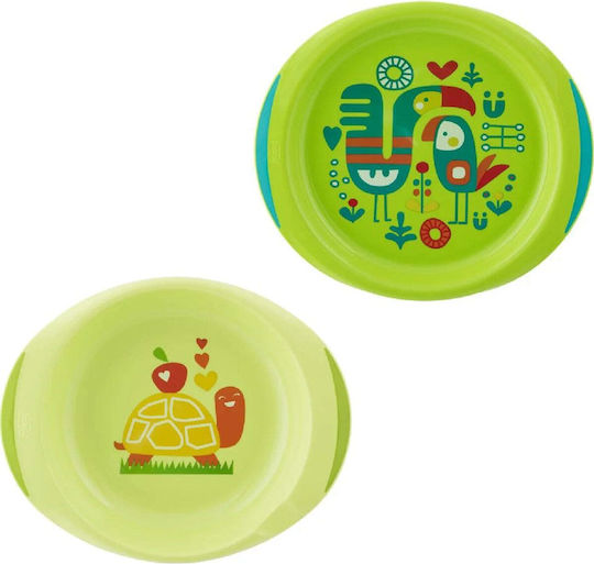 Chicco Kinder-Essgeschirr-Set Set Teller & Schüssel 12m+ aus Plastik Grün 2Stück