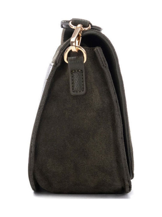 Damen-Crossbodytasche aus Leder in Olivgrün