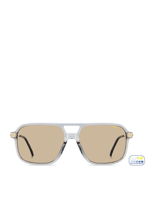 Carrera Men's Sunglasses with Transparent Horn-Rimmed Frame and Grey Lens