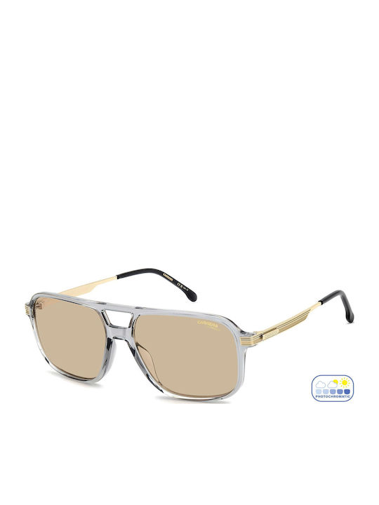 Carrera Men's Sunglasses with Transparent Horn-Rimmed Frame and Grey Lens