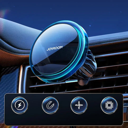 Joyroom Suport auto pentru telefon 15w Încărcător wireless Qi Compatibil MagSafe Grilă de ventilație Argintiu Jr-zs291