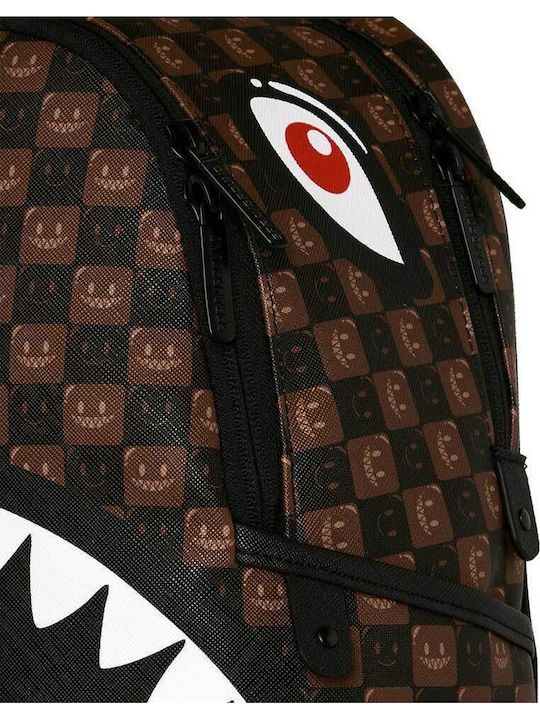 Sprayground School Backpack Junior High-High School Backpack Sharks In Paris WTF Bubble Brown Check Savage