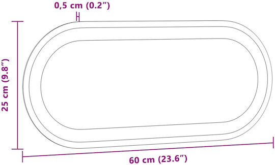 vidaXL Oglindă de baie rectangulară LED 60x25cm transparentă