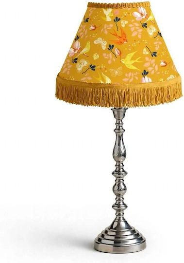 Table Lamp for E27 Fitting with Yellow Shade and Silver Base