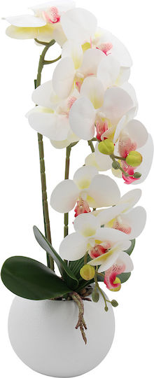 Keskor 22305-1 Künstliche Blumenkomposition Orchidee F15x50 cm Weiß Rosa Kunststofftopf