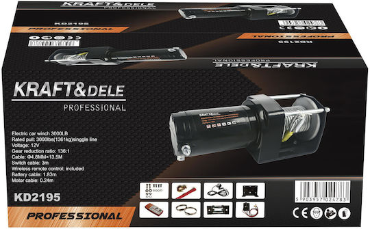 Electric Car Winch 1500w 3000lbs Kd2195