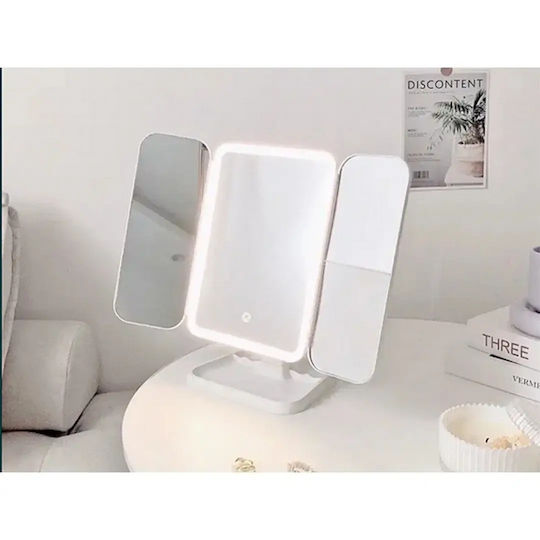 Aria Trade Schminkspiegel mit Licht 38x35cm Weiß