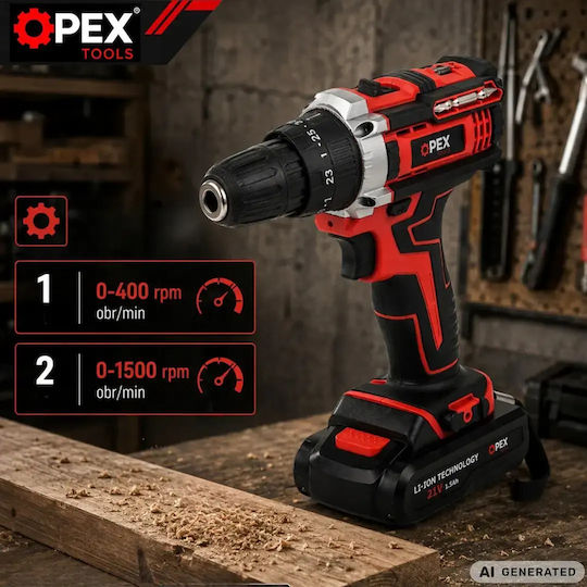 Opex Tools OPX28033 Ударен Акумулаторен Дрел-Винтоверт 21V 2x1.5Ah