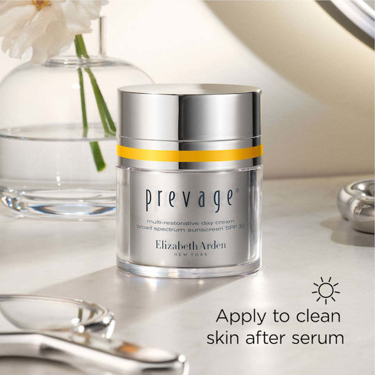 Elizabeth Arden Prevage Gesichtsfeuchtigkeitscreme Tag mit SPF30 für Feuchtigkeitsspendend Anti-Aging & Aufhellung mit Hyaluronsäure 50ml