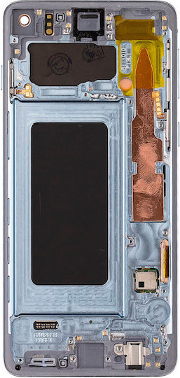 Oled Ersatzbildschirm mit Rahmen Samsung Galaxy S10 Service Pack Prisma Blau