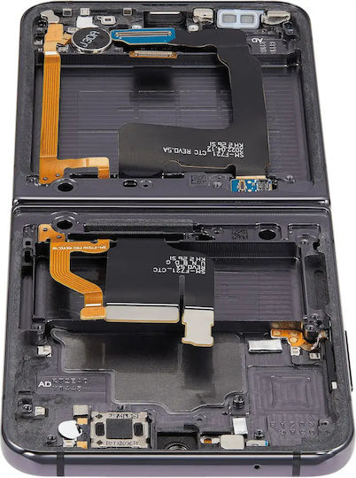 Вътрешен OLED модул с рамка Съвместим със Samsung Galaxy Z Flip 4 5G F721 US и международна версия aftermarket графитен