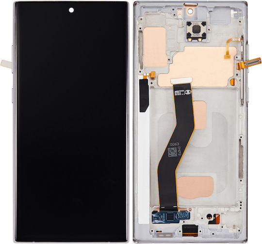 Ersatzbildschirm mit Rahmen Ohne Fingerabdrucksensor Samsung Galaxy Note 10 Plus Aftermarket Plus Incell Aura Glow Silber
