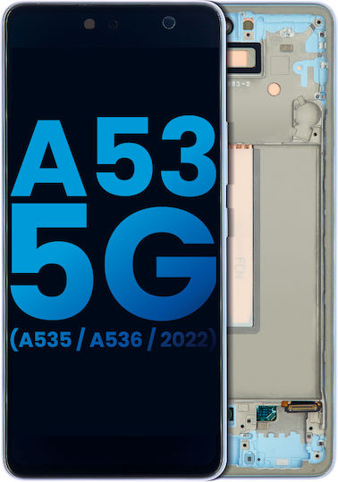 LCD Assembly Frame Samsung Galaxy A53 5g A536 2022 Без сензор за пръстов отпечатък Aftermarket Incell Син