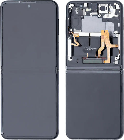 Вътрешен OLED модул с рамка съвместим Samsung Galaxy Z Flip 3 5G US и International Aftermarket Plus Phantom Black