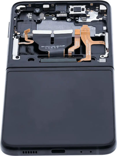 Вътрешен OLED модул с рамка съвместим Samsung Galaxy Z Flip 3 5G US и International Aftermarket Plus Phantom Black
