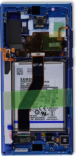 OLED Асембли Рамка Samsung Galaxy Note 10 Plus 5G Service Pack Aura Blue